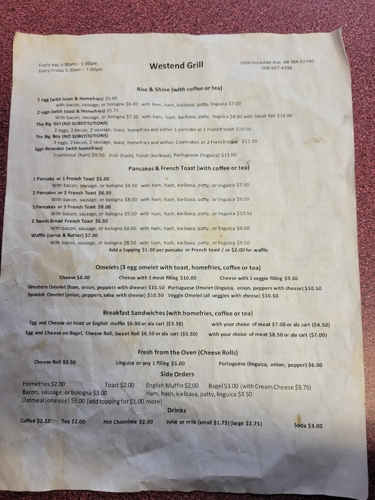 West End Grill Menu image 1